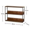 Haibinsuo Kitchen Island, Kitchen Storage Table with Metal Frame, 2 Tiers Kitchen Work Table, H-Shaped Structure Heavy Duty Household Organizer Easy to Assemble Brown view 3