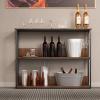 Haibinsuo Kitchen Island, Kitchen Storage Table with Metal Frame, 2 Tiers Kitchen Work Table, H-Shaped Structure Heavy Duty Household Organizer Easy to Assemble Brown view 4