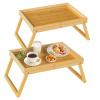 RRX Bamboo Bed Tray Table with Folding Legs, Breakfast Tray, 2 Pack (Beige) view 1