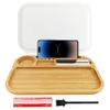 Large Wooden Tray with Lid,Bamboo Tray with Storage Compartment, Portable Organizer Trays with Brush Accessories,Spill Proof Cover, Ideal Storage for Home or Travel view 1