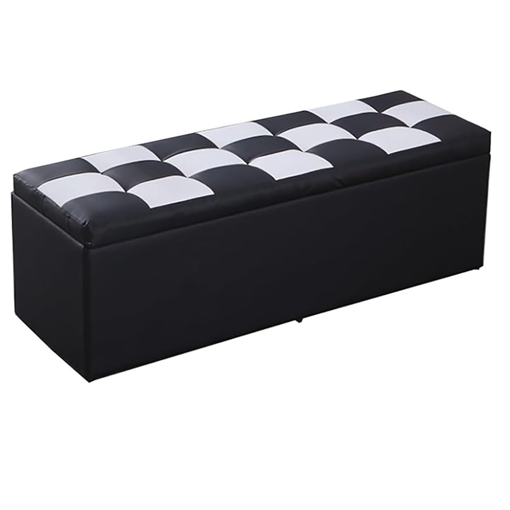 GRIPITHPY Rectangular Storage Ottoman,Comfy Storage Bench with Padded Seat,Storage Furniture End of Bed,Leather Bench for Living Room Bedroom Office Hallway (39 * 15.7 * 15.7in, Black1)