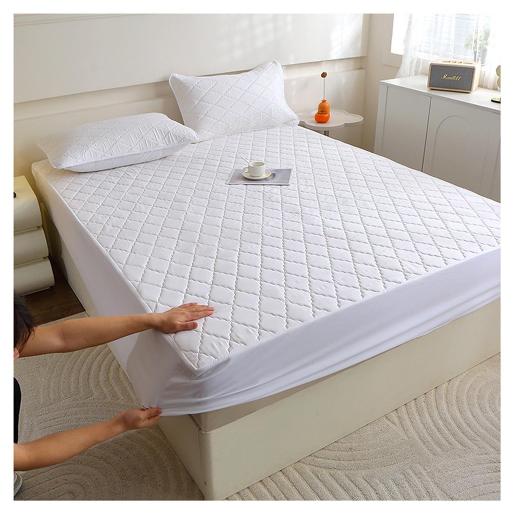 XMAYODS Waterproof Mattress Protector Pad Queen King Twin XL Machine, Breathable Mattress Covers Topper with Deep Pockets, Washable Bed Cover All-Season Use(Color 3,1PC 150x200cm)