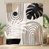 Glawry Boho Black Brown Beige Shower Curtain Extra Long Modern Mid Century Abstract Tropical Leaf Bathroom Minimalist Geometric Arch 72Wx84L Inches Bath Accessories Art Home Decor Fabric 12 Pack Hooks view 1
