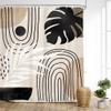 Glawry Boho Black Brown Beige Shower Curtain Extra Long Modern Mid Century Abstract Tropical Leaf Bathroom Minimalist Geometric Arch 72Wx84L Inches Bath Accessories Art Home Decor Fabric 12 Pack Hooks view 2