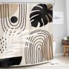 Glawry Boho Black Brown Beige Shower Curtain Extra Long Modern Mid Century Abstract Tropical Leaf Bathroom Minimalist Geometric Arch 72Wx84L Inches Bath Accessories Art Home Decor Fabric 12 Pack Hooks view 3