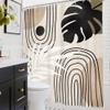 Glawry Boho Black Brown Beige Shower Curtain Extra Long Modern Mid Century Abstract Tropical Leaf Bathroom Minimalist Geometric Arch 72Wx84L Inches Bath Accessories Art Home Decor Fabric 12 Pack Hooks view 4