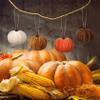 12Pcs Velvet Pumpkins Tree Decorations - 4Pcs 3'' and 8Pcs 2'' Pumpkin Hanging Fall Thanksgiving Ornament,Small Tree Brown Fabric Wrapped Fall Decor for Autumn Home Farmhouse Party (02) view 4