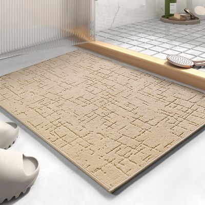 AMOAMI-Bath Mat-Absorbent Quick Dry Bathroom Floor Mats-Washable Rubber Backing Bath Mats for Bathroom Rugs Fit Under Door-Bath Rug for in Front of Sink Bathtub Shower Room, Camel 20''x32''