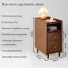NIBHZ Solid Wood Bedside Table, All Solid Wood, Small and Narrow Cabinet, Home Bedroom Bedside Ultra-Narrow Gap Cabinet,Brown,25x41x51cm view 3