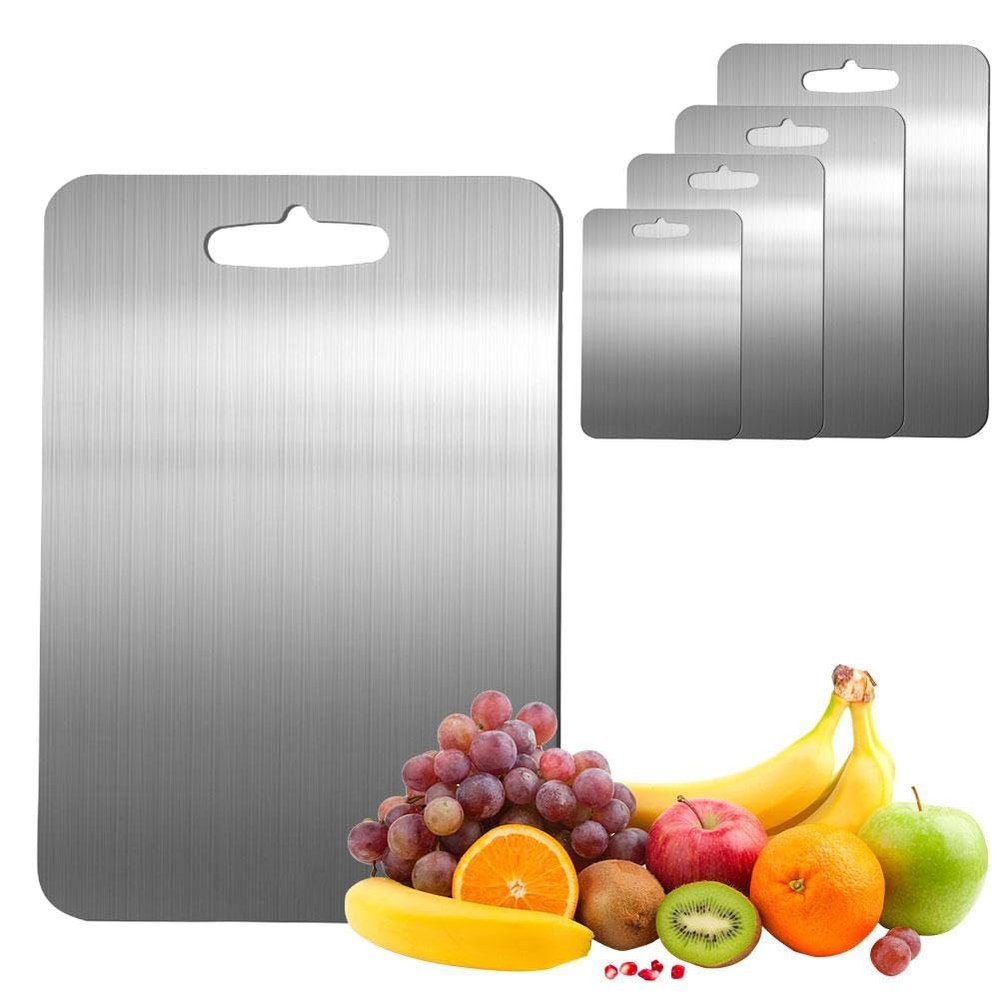 DTREELS Stainless Steel Cutting Board, Non Slip Non Stick Cutting Board, Double-Sided Food Grade Meat Cutting Board, for Chopping Vegetables and Meat, Kneading Dough for Home Kitchen Cooking