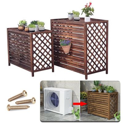 PPOIUYK Solid Wood Air Conditioning Rack for Outside Unit, Thickened Wooden Board Air Conditioner Fence Privacy Screen to Hide Air Conditioner (Size : Small)