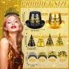Suhine 144 Pcs 2026 New Years Eve Party Supplies Include 48 Happy Year Headband Hats 48 Eve Hats 48 Party Paper Cone Hat(Gold,Black) view 2