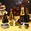 Suhine 144 Pcs 2026 New Years Eve Party Supplies Include 48 Happy Year Headband Hats 48 Eve Hats 48 Party Paper Cone Hat(Gold,Black) view 3