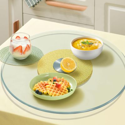 24 27 31 33 35 39 43in Dining Table Turntable Explosion-Proof Tempered Glass Rotating Tray Lazy Susan Turntable with Silent Bearings Strong Load-Bearing Easy to Clean for Banquets Party Family Dinners
