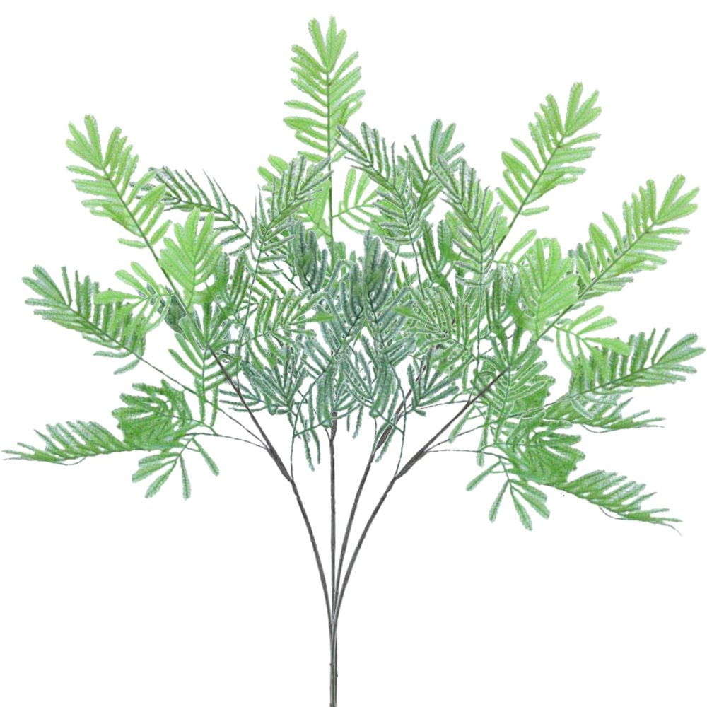 4 PCS Artificial Mimosa Stems Long Stem Autumn Mimosa Greenery Stems Fall Ferns Leaves Branches for Outdoor Indoor Garden Home Window Box Decor (C)