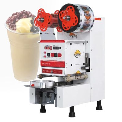 HCAUYNN Paper/Plastic Cup Sealing Machine,Sealable Diameter 90~95Mm/Height Below 20Cm, Leakage Can Be Resealed, for Bubble Milk Tea Coffee, 600-800 Cups/H,White-110V