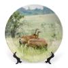 Animal Red Hartbeest Decorative Plate for Wall Hanging Modern Wall Decor Art Ceramic Plate with Display Stand Round Porcelain Household Plates Dinner Dessert Dish 6" view 1