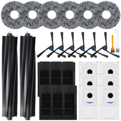 Replacement Kit Accessories Compatible With Ecovacs Deebot X2 Omni/X2/Pro/DEX86 Robot Vacuum Cleaner Parts 2 Rubber brushe, 6 Side brushes, 6 Dust bag, 6Mop cloth, 6HEPA Filter