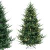DORTALA 7FT Prelit Christmas Tree Green, Hinged Artificial Xmas Tree with 340 Warm White LED Lights, 8 Lighting Modes, 1090 PE & PVC Mixed Branch Tips, for Home Office Party view 1