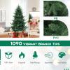 DORTALA 7FT Prelit Christmas Tree Green, Hinged Artificial Xmas Tree with 340 Warm White LED Lights, 8 Lighting Modes, 1090 PE & PVC Mixed Branch Tips, for Home Office Party view 2