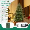 DORTALA 7FT Prelit Christmas Tree Green, Hinged Artificial Xmas Tree with 340 Warm White LED Lights, 8 Lighting Modes, 1090 PE & PVC Mixed Branch Tips, for Home Office Party view 3