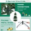 DORTALA 7FT Prelit Christmas Tree Green, Hinged Artificial Xmas Tree with 340 Warm White LED Lights, 8 Lighting Modes, 1090 PE & PVC Mixed Branch Tips, for Home Office Party view 4