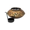 Vishnu Handicrafts Store Home Decor Tealight Holder/Perforated Degchi Style Candle Stand/Antique Finished Dhoop Incense/Tealight Holder Degchi Pot - Black Golden Chrome Polished view 4
