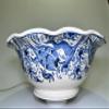Bathroom Vanity Vessel Blue Sink, Floral Washbasin, Half Bathroom Sink, Pottery Decorative Basin, Ceramic Bath Decor, Remodeling, Midcentury (Diameter: 45 Cm - 18 Inches) view 3