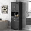 JIVOIT 70" H Tall Bathroom Cabinet with Laundry Basket, Double Cabinets with Doors and Open Storage Space, Tilt-Out Laundry Hamper and Upper Storage Cabinet (Black * 102) view 2