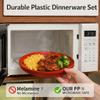 40 Piece Plastic Dinnerware Set for 8 with Cutlery, Unbreakable Plates and Bowls Set, Dishwasher & Microwave Safe Reusable Dish Set for Camping, RV, Outdoor Kitchen, Apartment Dining,Sunset Multicolor view 3
