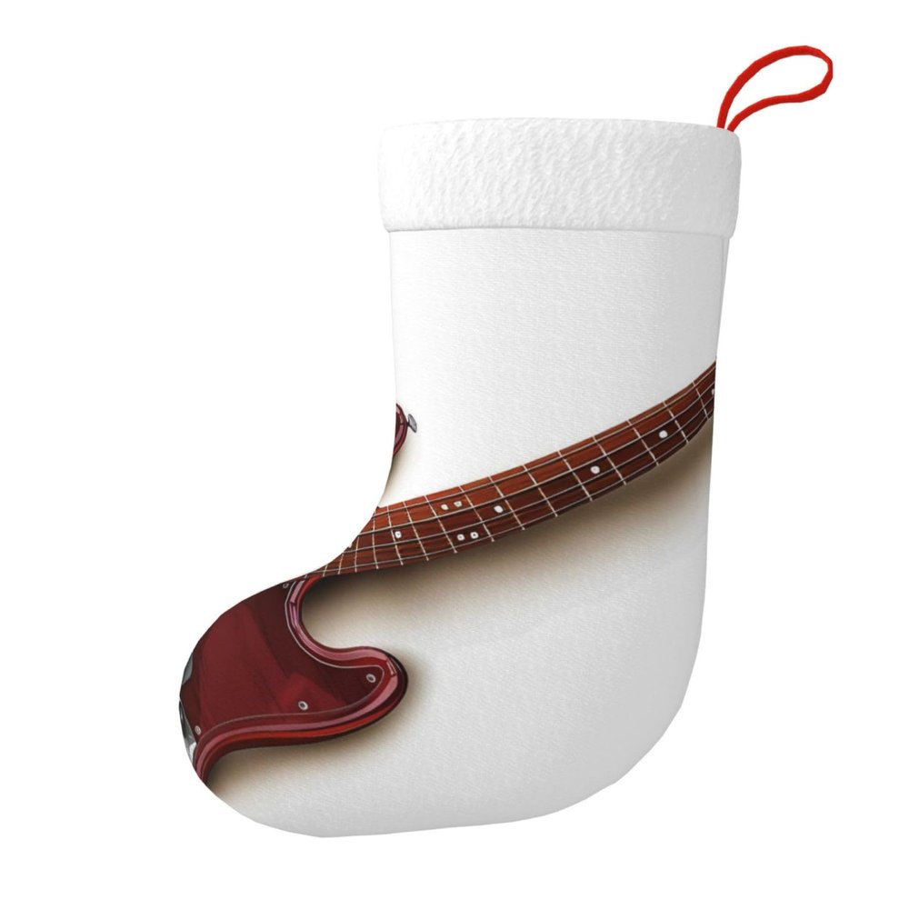 Jyckat Personalized Christmas Stockings - 18 Inches Hanging Stockings, 1 Pack Large Size Stockings for Christmas Tree Family Holiday Decor - Guitar Bass Music Musical Instruments