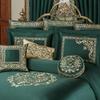 Touch of Class Balmoral Luxury Bedding | Emerald Green | Palace-Inspired Traditional Golden Scrollwork Embroidery on Sateen 6 Piece Set: Cal King Bedspread, 2 King Shams & 3 Decorative Pillows view 3