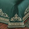 Touch of Class Balmoral Luxury Bedding | Emerald Green | Palace-Inspired Traditional Golden Scrollwork Embroidery on Sateen 6 Piece Set: Cal King Bedspread, 2 King Shams & 3 Decorative Pillows view 4