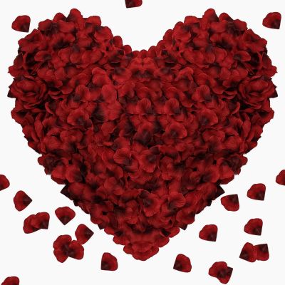 Pyrrhiax 1000 Pieces Rose Petals, Artificial Silk Rose Petals, Dark Red Dot Black, Classic/Elegant/Romantic Style, Flat, Indoor Use, Wedding/Anniversary Decor