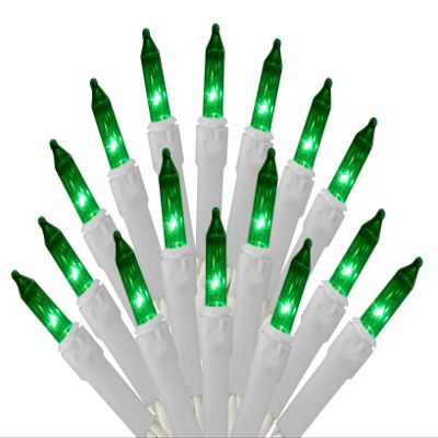 Holiday Pride St Patricks Day Lights - LED Green Christmas Tree Lights - 50 Count Mini Green Lights on White Wire - 18 Ft - UL Listed - Waterproof - Indoor & Outdoor Use - Connectable