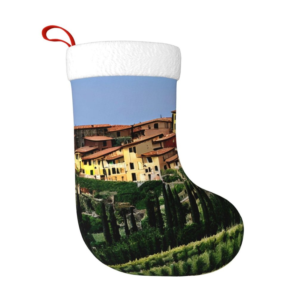 MYHSZTAH Italy-Tuscan Print Delightful Christmas Stockings,Family Stockings for Decorations,Knitted Christmas Stockings