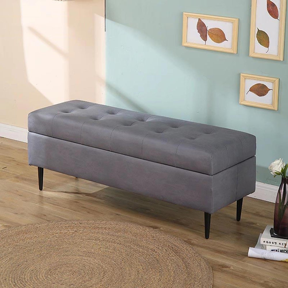 Storage Ottoman Bench with Padded Seat Storage Chest with Metal Legs End of Bed Bench with Hidden Storage Upholstered Entryway Bench Footrest for Bedroom