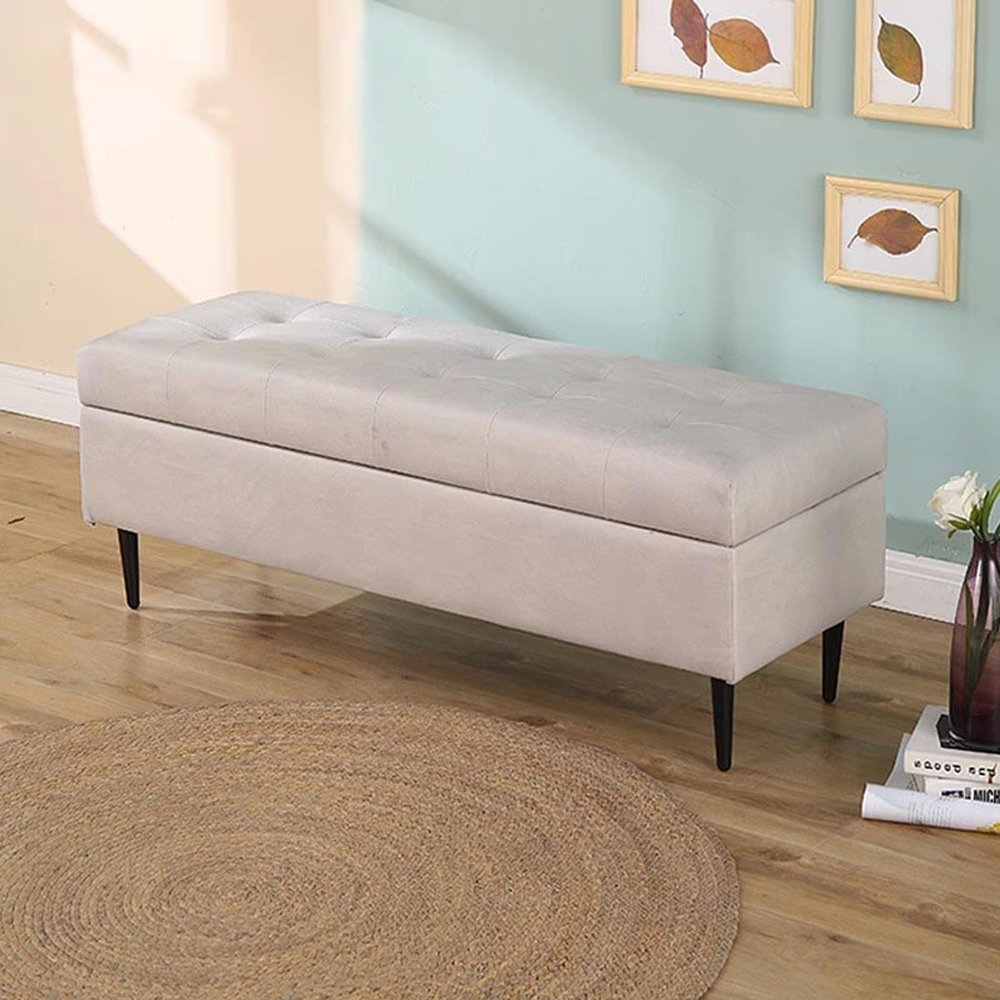 Storage Ottoman Bench with Padded Seat Storage Chest with Metal Legs End of Bed Bench with Hidden Storage Upholstered Entryway Bench Footrest for Bedroom