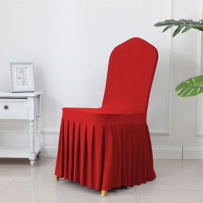 ZYANLING Kitchen Chair Covers with Skirt Spandex, Stretch Dining Chair Slipcovers Removable Chair Cover for Wedding,Banquet,and Party Decoration (6 Piece,Red)