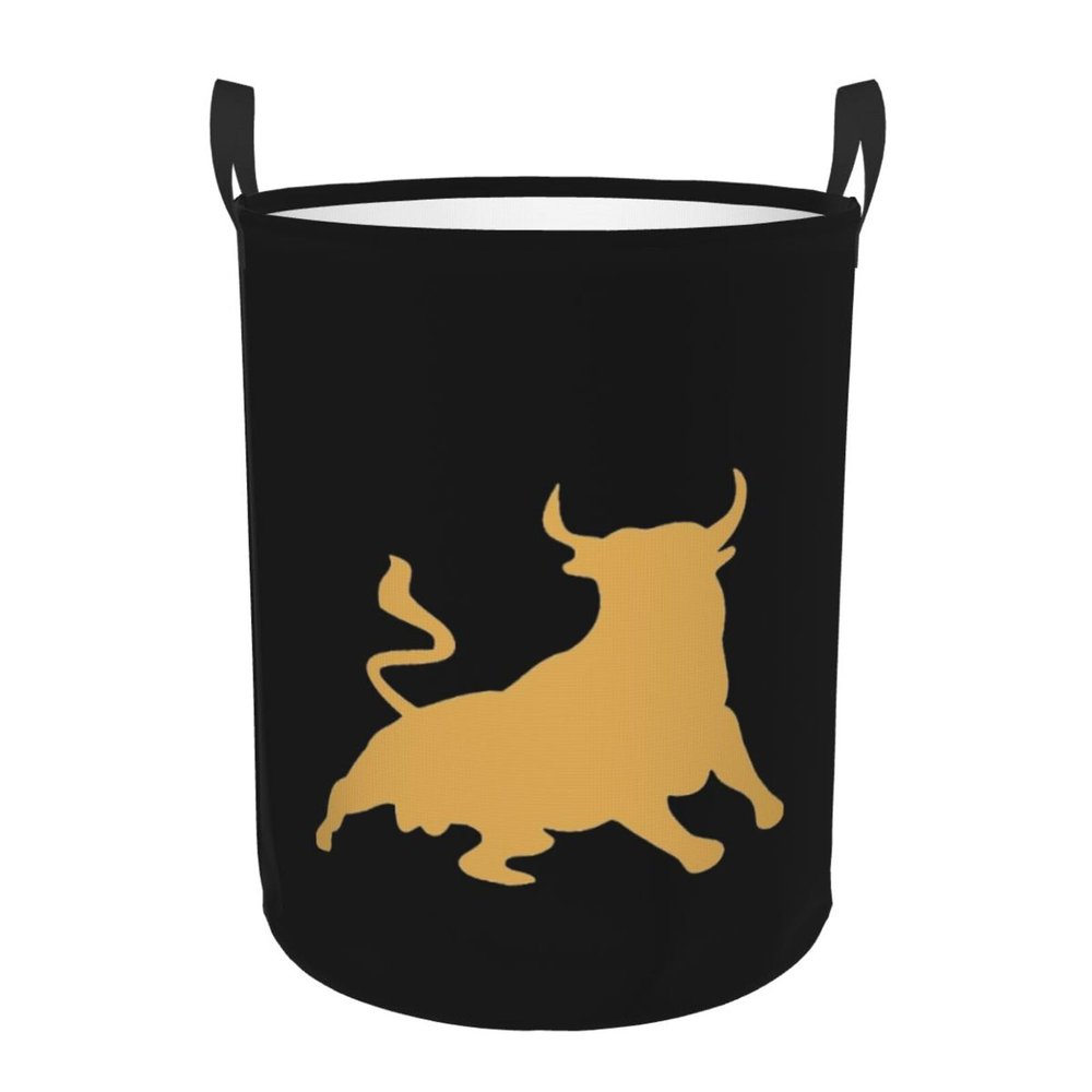 Spanish Bull Laundry Basket Round Portable Storage Box Organizer Laundry Basket Portable Laundry Organizer