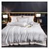 GLAMDIA Silvery Grey Egyptian Cotton Bedding Set Luxury Chic Gold Embroidery Bedclothes Super Soft Duvet Cover Bed Sheet Pillowcases,Bed view 1