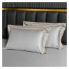 GLAMDIA Silvery Grey Egyptian Cotton Bedding Set Luxury Chic Gold Embroidery Bedclothes Super Soft Duvet Cover Bed Sheet Pillowcases,Bed view 4