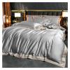 GLAMDIA Silvery Grey Egyptian Cotton Bedding Set Luxury Chic Gold Embroidery Bedclothes Super Soft Duvet Cover Bed Sheet Pillowcases,Bed view 1