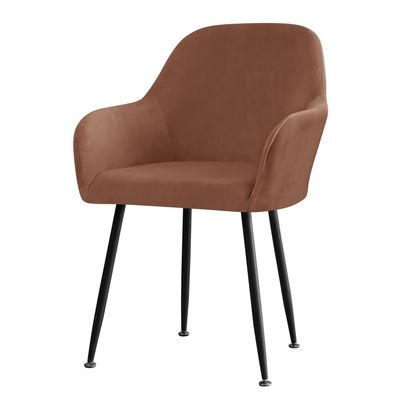 ZYANLING Scandinavian Chair Slipcovers, Velvet Dining Chair Slipcovers, Stretch Dining Room Chair Covers with Armrest and Back Support (Brown,1 pc)
