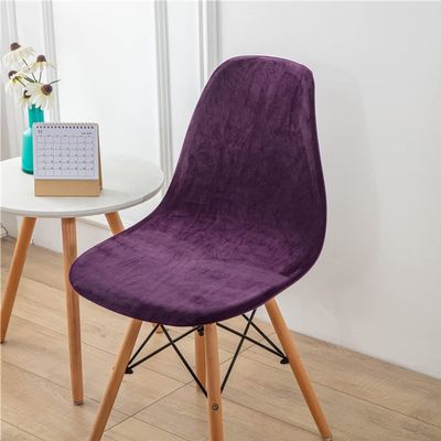 ZYANLING Velvet Scandinavian Dining Room Chair Covers, Armless Chair Slipcovers Shell Chairs Covers Removable Washable for Kitchen, Bedroom, Living Room (Purple,4 PCS)