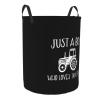 Boy Who Loves Tractors Laundry Basket Round Portable Storage Box Organizer Laundry Basket Portable Laundry Organizer view 2