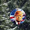 NHBDesigns Trump Christmas Ornament - America Flag Ceramic Hanging Decoration - Printed on Both Sides view 2