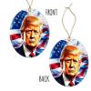 NHBDesigns Trump Christmas Ornament - America Flag Ceramic Hanging Decoration - Printed on Both Sides view 3