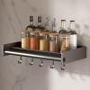 Gray,30cm,Spice Rack Seasoning Organizer Wall Mount, Hanging Spice Holder, Kitchen Spice Organizer Shelf with Movable Hooks and Paper Towel Rack for Storing Spices, Cans, Jars view 1