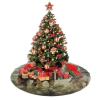 30" Christmas Tree Skirt with Tassel Animals Embroidery Paintings Horses Tree Skirt Farmhouse Rustic Christmas Tree Mat Plush Xmas Tree Skirt for Decorations Holiday Party view 3